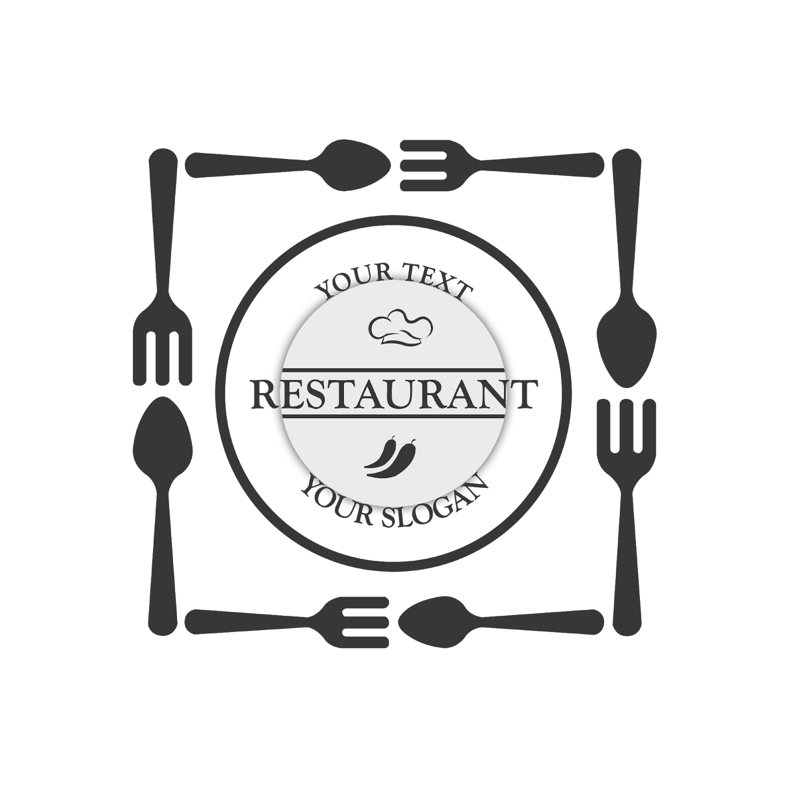 a logo of a plate with silverware